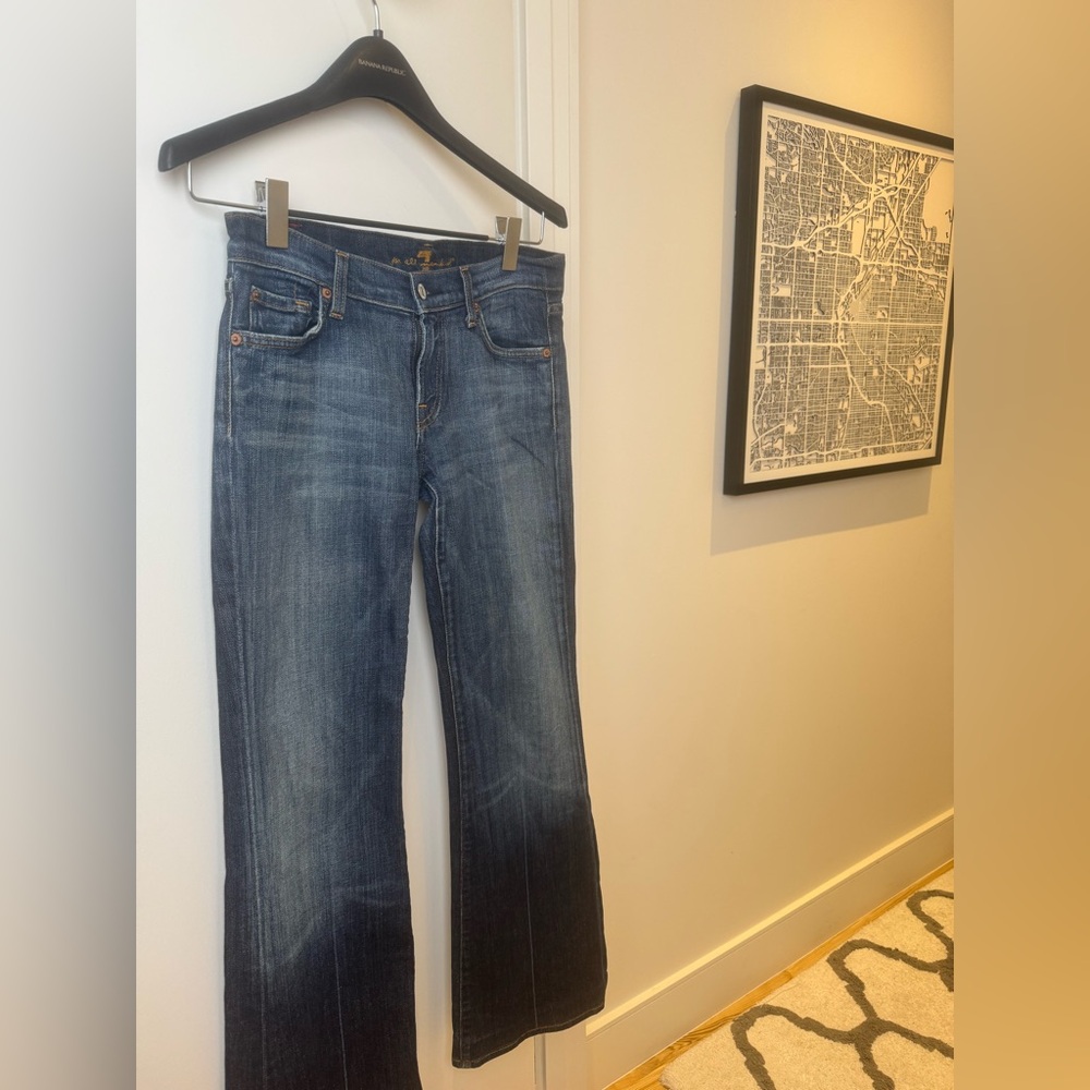 7 For All Mankind Flare Jeans 28 | Vintage Y2K Dark Wash |  Inseam 31.5”